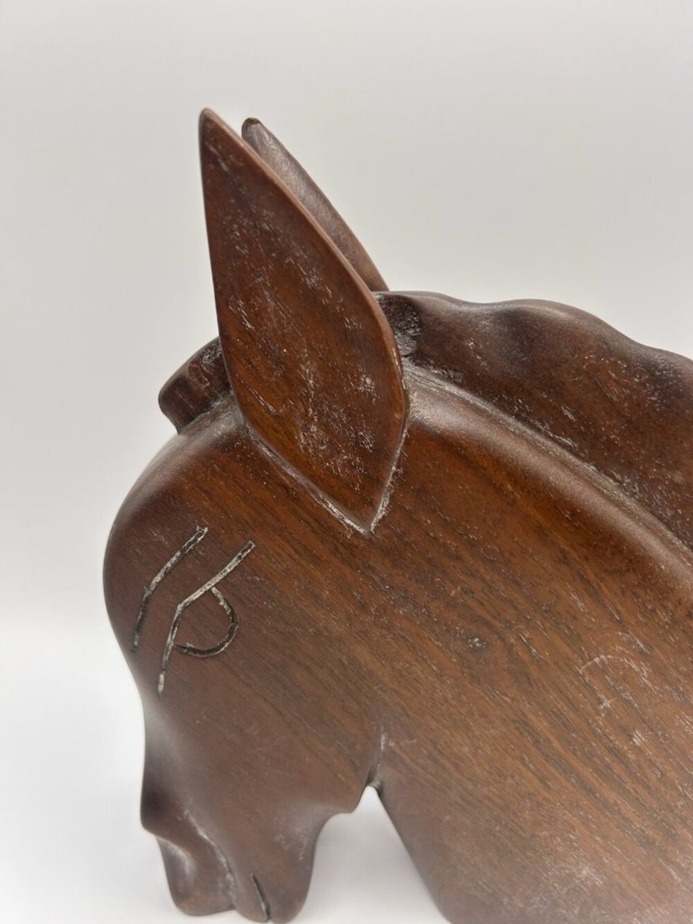 Wood Horse Head Sculpture Mid Century Modern Hand Carved Figurine MCM Rustic - Picture 3 of 14